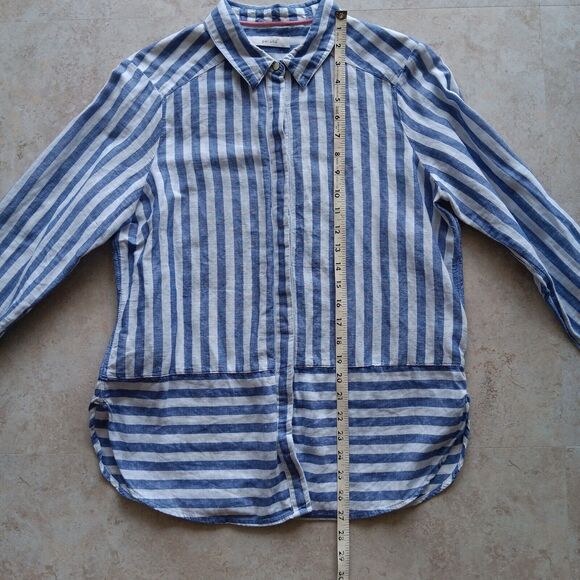 M&S Per Una Women's Top Beachy Mix Linen Button-Up Long Sleeve Shirt Size 12 - Picture 5 of 9